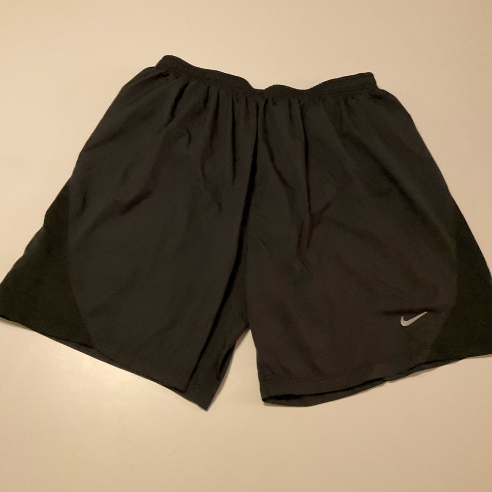 Nike Dri-Fit Athletic Shorts, Black, Lined, Drawstring, Back Zip Pocket, Sz L
